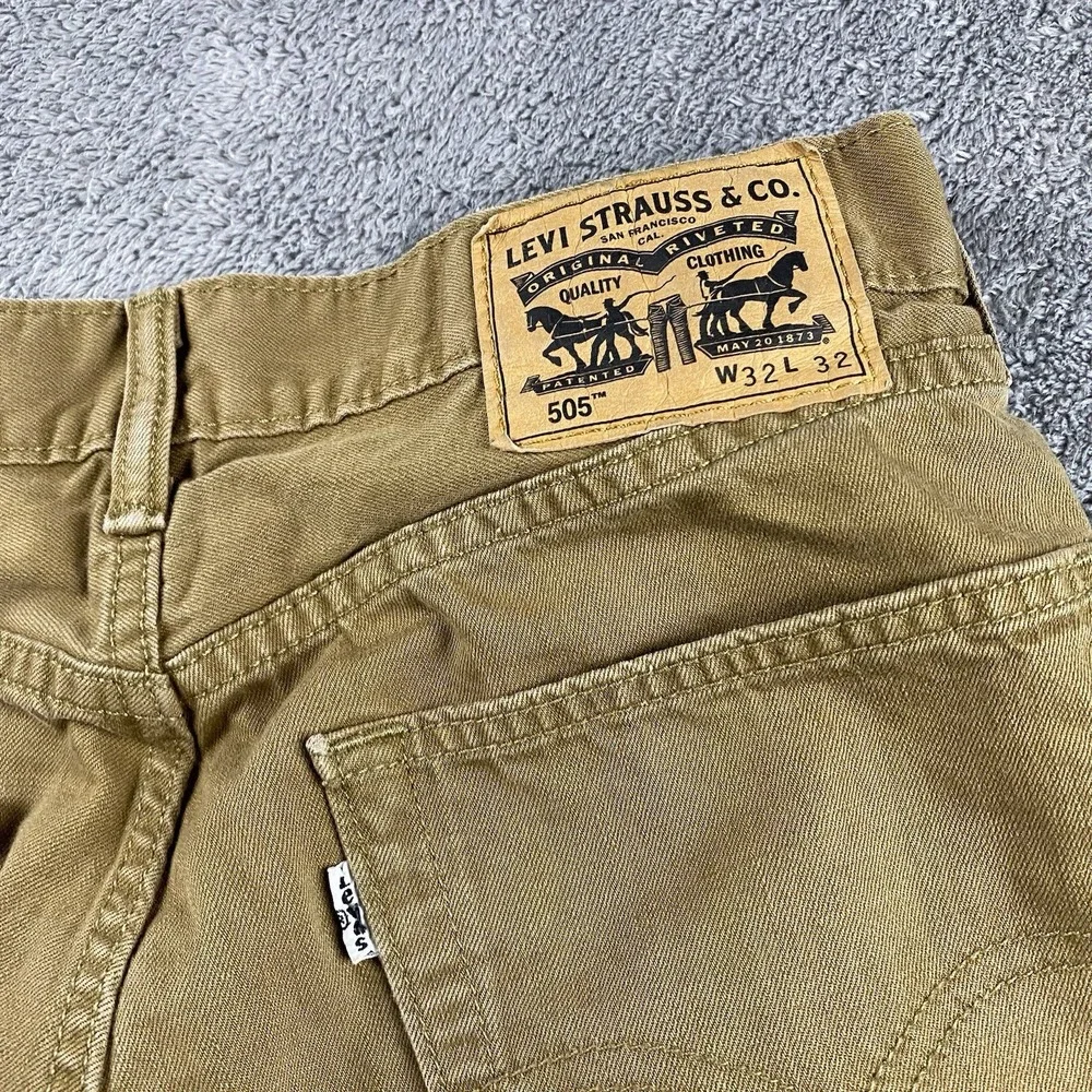 Levis 505 Straight Leg Jeans Mens 32x32 Tan Mid‎ Rise